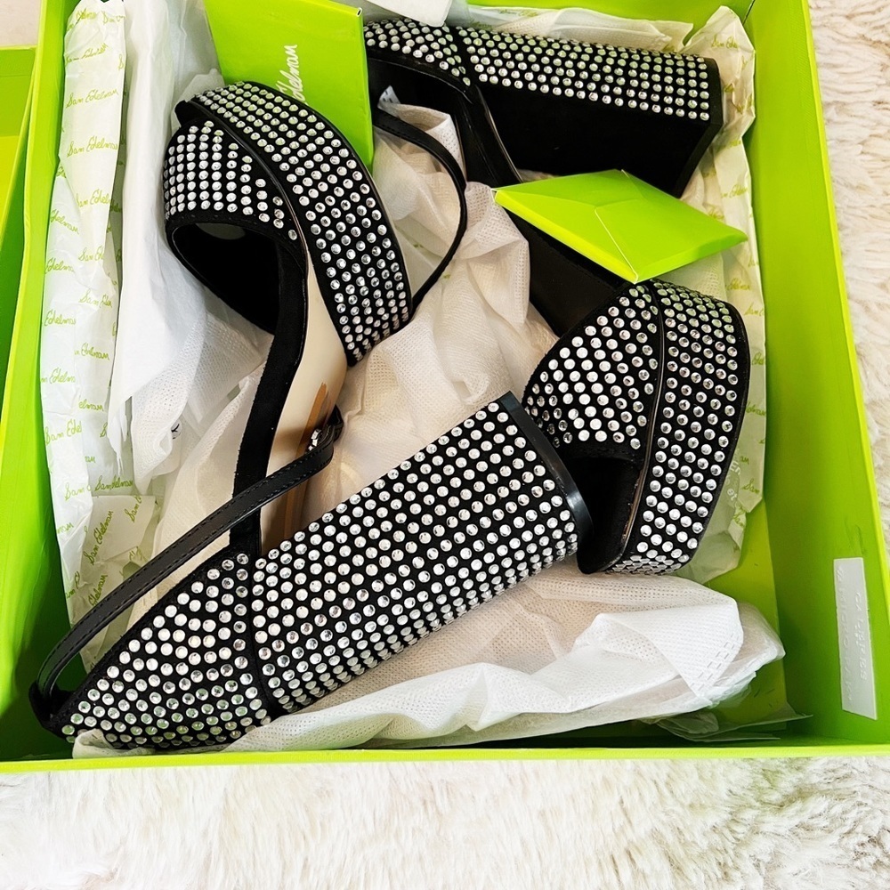 Sam Edelman Nellie Glitz Blacksue Heels NWB Size 8.5